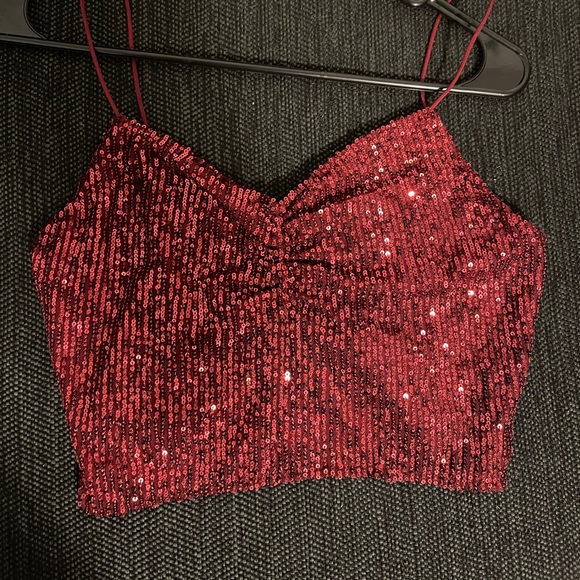 Fashion Nova Tops - Sequence Burgundy Crop Top